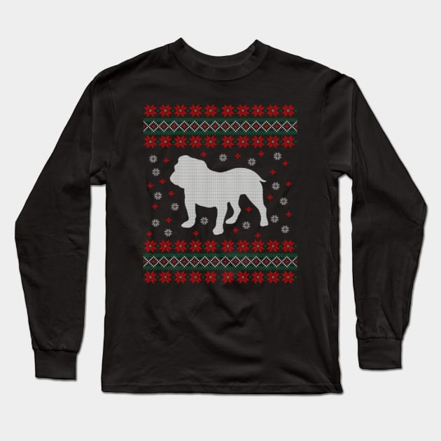 English Bulldog Ugly Christmas Sweater Gift Long Sleeve T-Shirt by uglygiftideas